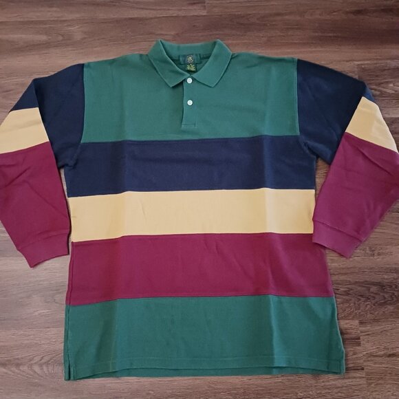 Club Room Other - Vintage 90’s Club Room Striped Long Sleeve Polo Shirt Size Medium